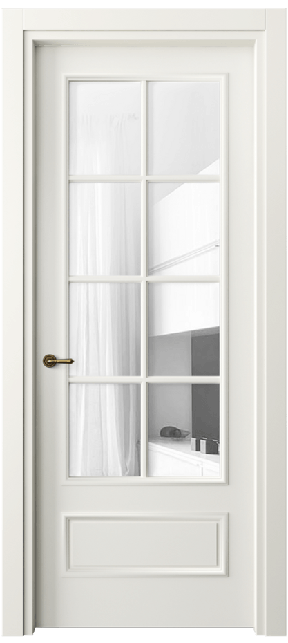 Дверь межкомнатная Paris 8112 Матовый жемчужный Прозрачное стекло Гладкий наличник МЖМ Цена 61599 ₽ Наличники уже входят в базовый комплект. Фабрика дверей Волховец 8 (800) 551 43 19 Межкомнатная дверь Paris 8112 Матовый жемчужный Прозрачное стекло Цена 61599 ₽| Volhovec