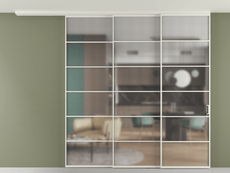 Перегородка Formato вдоль стены на потолок 3 створки с синхронным механизмом