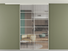 Перегородка Formato вдоль стены на потолок 2 створки с синхронным механизмом